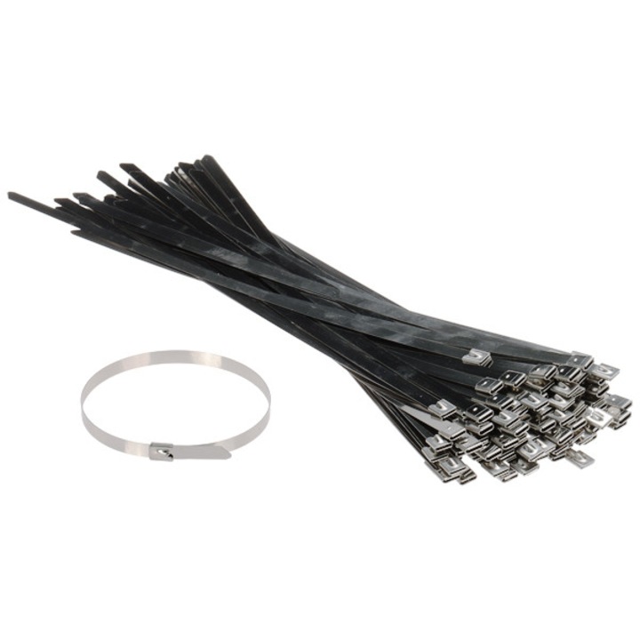 Set coliere metalice 400x10mm, set 100 bucati, inox