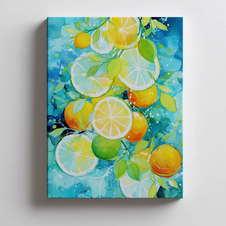 Tablou, 40x50 cm, rama aluminiu aurie, hartie mata 230 gsm