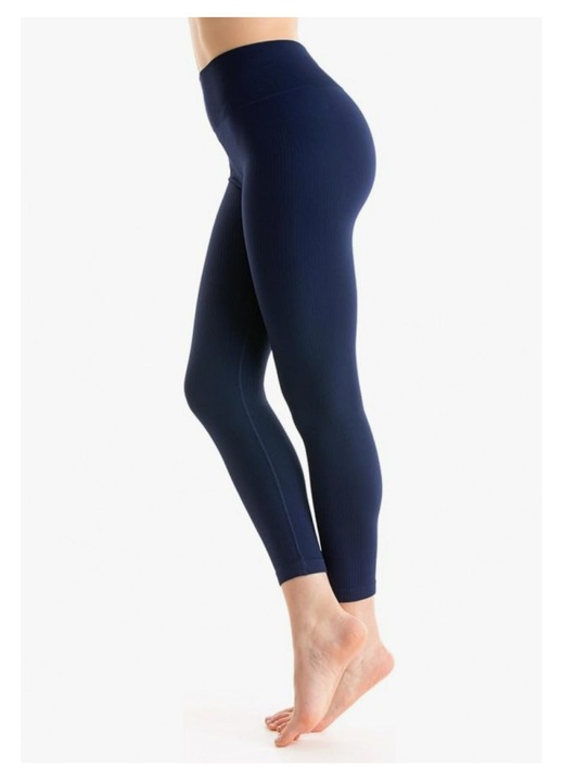 Gi&Gi Sports női sport leggings, magas derekú, bordázott rugalmas anyag, fitnesz, jóga, edzőterem, szagtalanító, légáteresztő, ultrakönnyű, L (42) méret, magasság 170-175 cm, derék 76-82 cm, csípő 100-106 cm, sötétkék