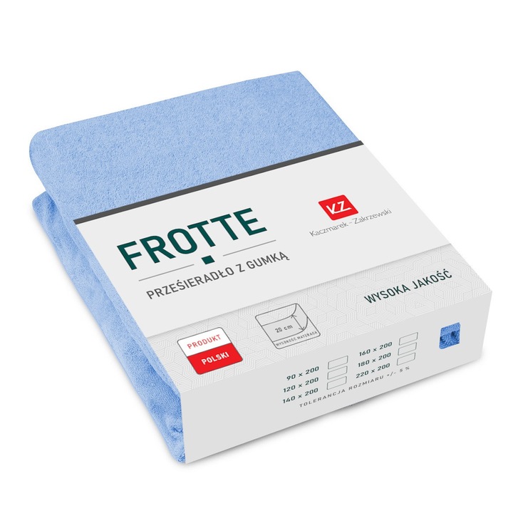 Cearceaf frotte KZ 200x220cm, 82% bumbac, 18% poliester, cu elastic
