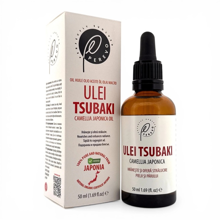 Perevo kozmetikai olaj, 100% tiszta Tsubaki, hajfény és öregedésgátló, 50 ml