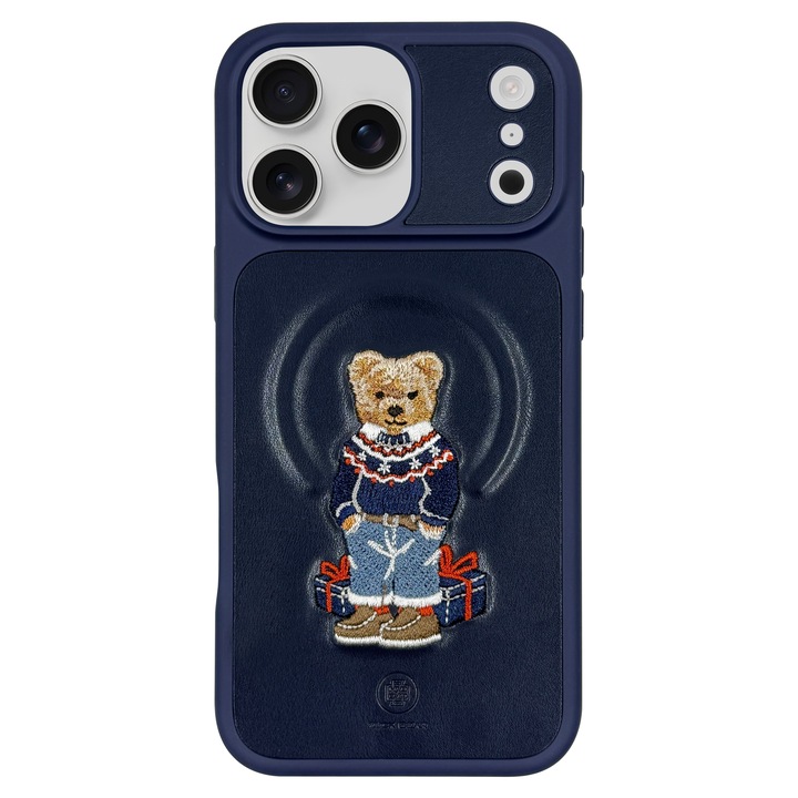 Husa de Protectie, ZuckBear, Pentru Apple iPhone 17 Pro Max, 6.9 inci, Protejeaza Eficient Telefoanele, Rezistent la Socuri si Deteriorari, Decupaje Perfect Adaptate pentru Butoane, Acces Complet la Porturi, Textile, Bleumarin