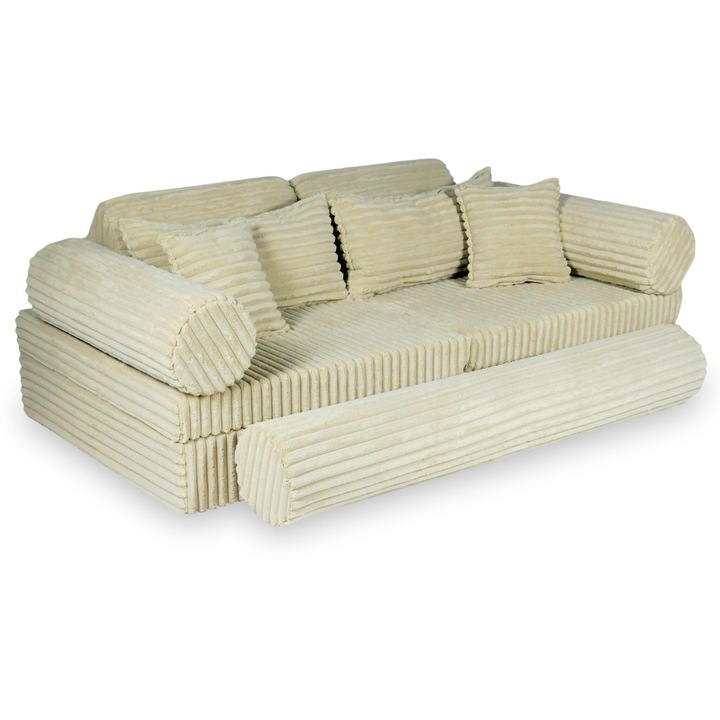 Canapea Mimii, bej, cu perne, pentru camera copii