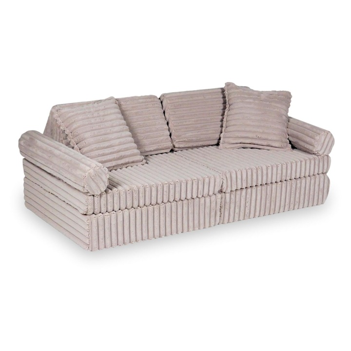 Mini canapea Montessori, Mimii, 2 mari perne 60x60x13cm, 2 mici perne 60x60x7cm, multicolor