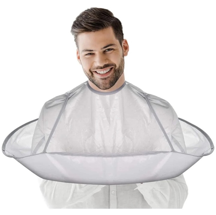 Pelerina de tuns, 60cm, gri argintiu, design umbrela, pentru barbati, 1 bucata