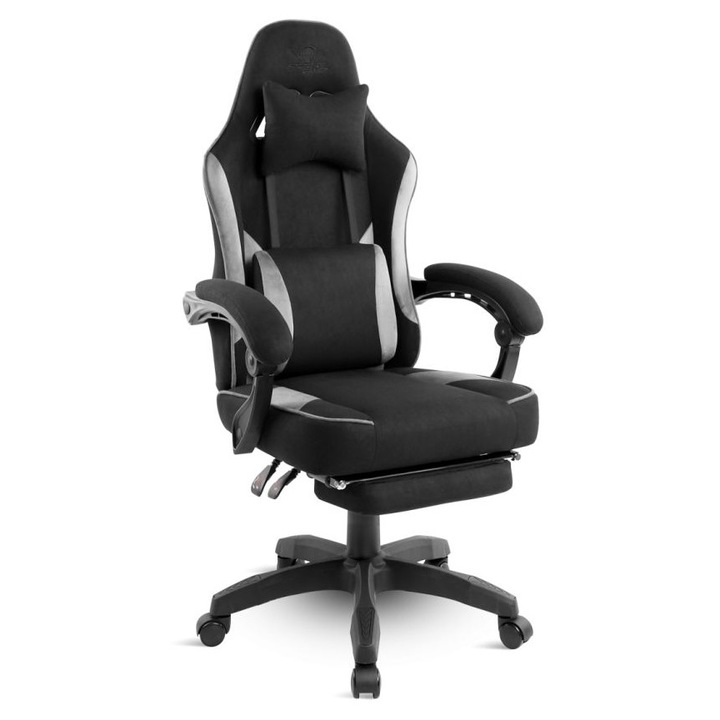 Scaun gaming Spirit Of Gamer Raven, negru, teherbiras 120kg, cu suport pentru spate si cap