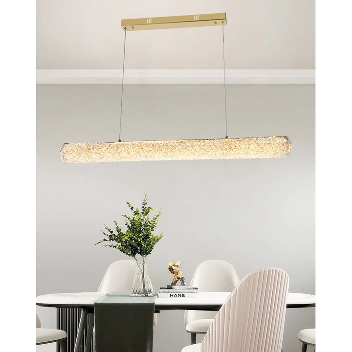 LED люстра RFAN, Модел 5558/L1000, Кристална текстура, Метал, 41W, Златист