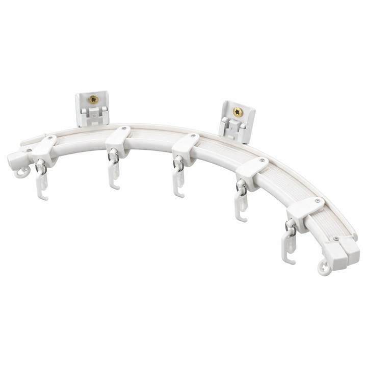 Гъвкава релса за пердета/завеси, с монтаж на таван/стена, бяла, включени плъзгачи и аксесоари, 120 см