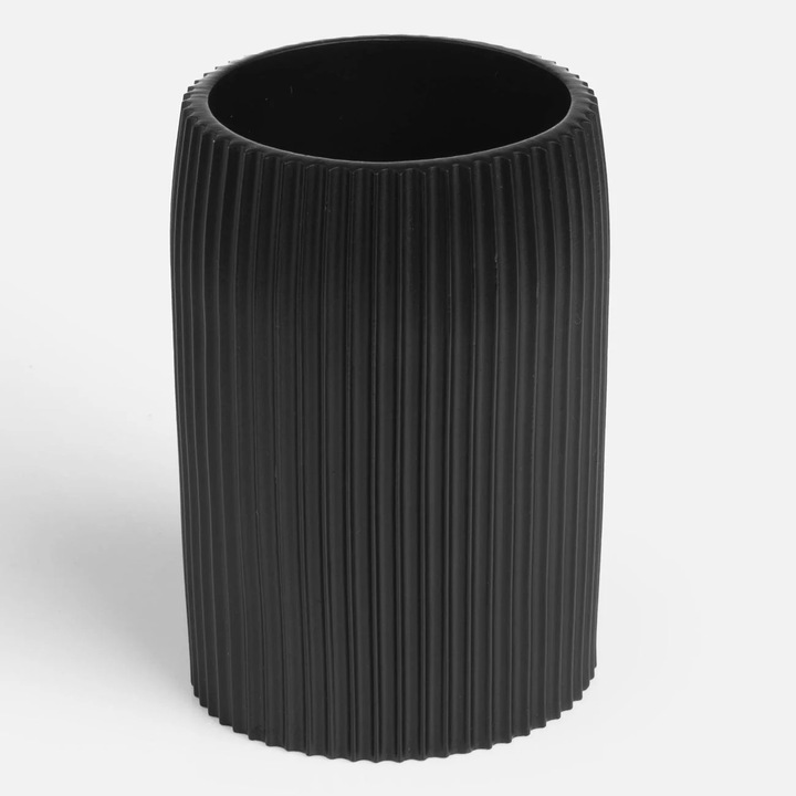 Suport Periute de Dinti Negru Drept cu Linii Verticale Reliefate Ø7x11, 2cm