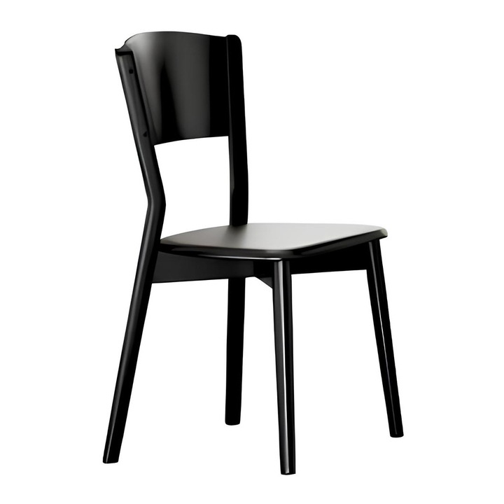 Scaun de dining, 1 set, din lemn masiv, negru, 40,01x38,99cm, inaltime 81,99cm