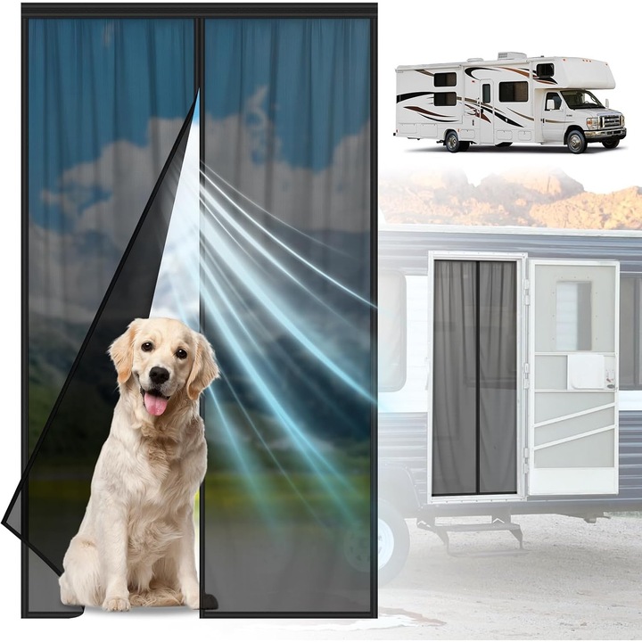 Plasa de tantari pentru usi RV, 210x85cm, neagra