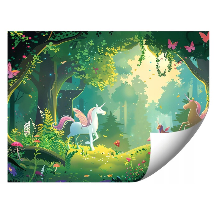 Fototapeta Trzy Jednorozce, 368x254cm, culori vii, rezistenta la UV, set cu lipici si instructiuni
