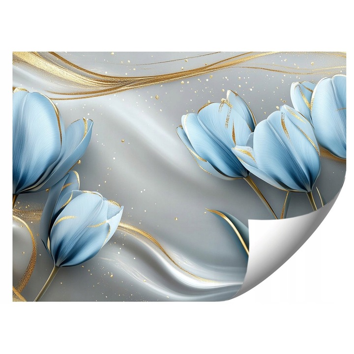 Fotótapéta vlies, kék virág mintás, 200x140cm, könnyű szerelés, UV-álló