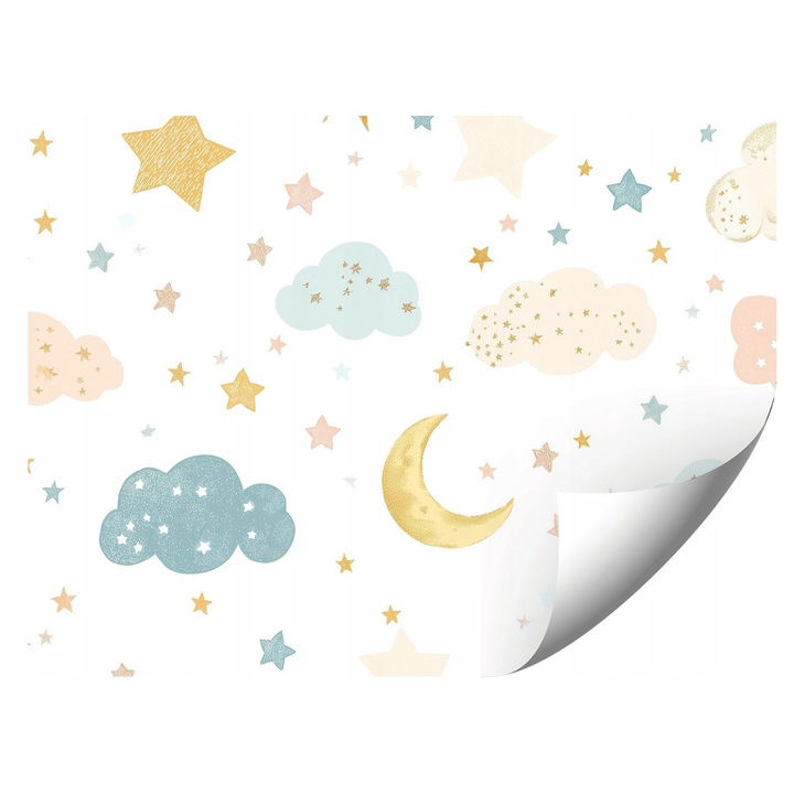 Fototapéta flíz alapon, Felhők és Hold, 300x210cm, élénk színek, UV-álló