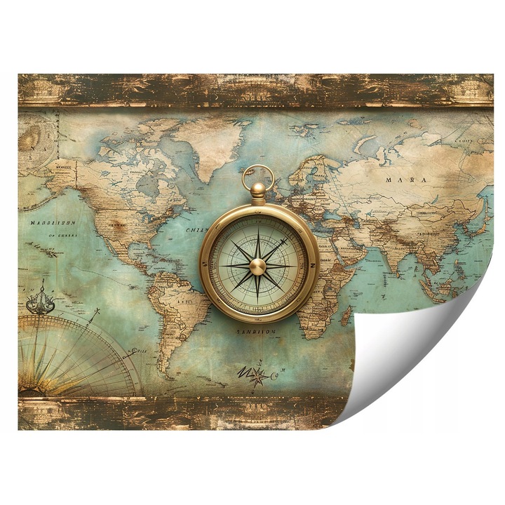 Fotótapéta Antik térkép, 250x175cm, élénk színek, UV-álló, ragasztóval és útmutatóval