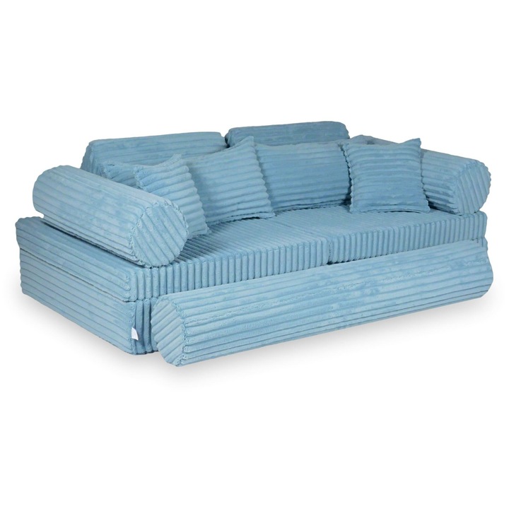 Canapea de joaca Montessori Premium, Mimii, albastra, 6 piese