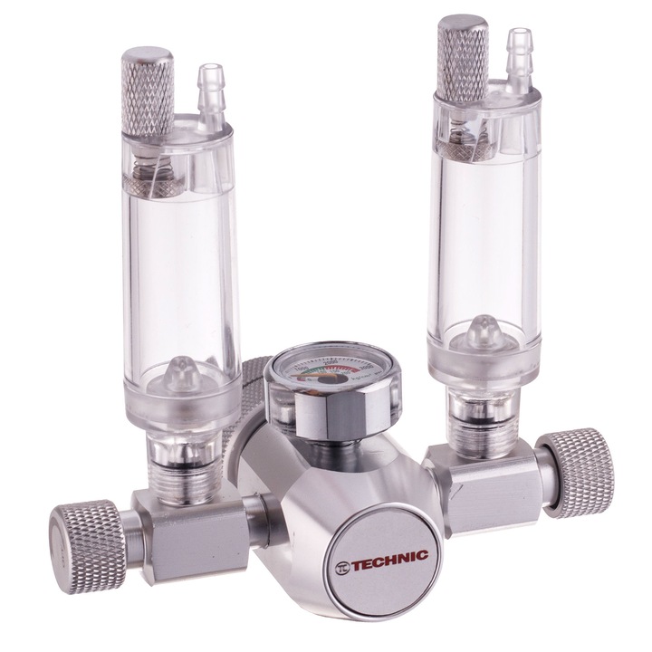 Reductor CO2 pentru acvarii, TC Technic, doua iesiri, reglare precisa, W21,8 x 1/14"