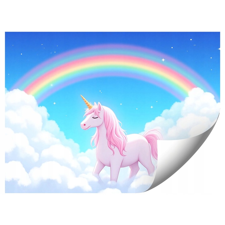 Gyerektapéta, egyszarvúak, 294x260cm, élénk színek, könnyű felszerelés
