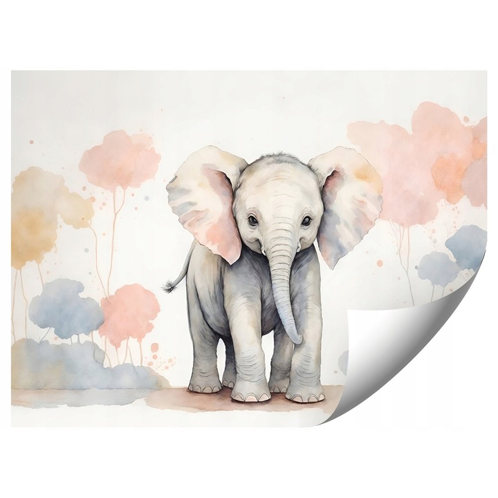 Gyerektapéta, Kis Elefánt, 400x280cm, élénk színek, könnyű felszerelés