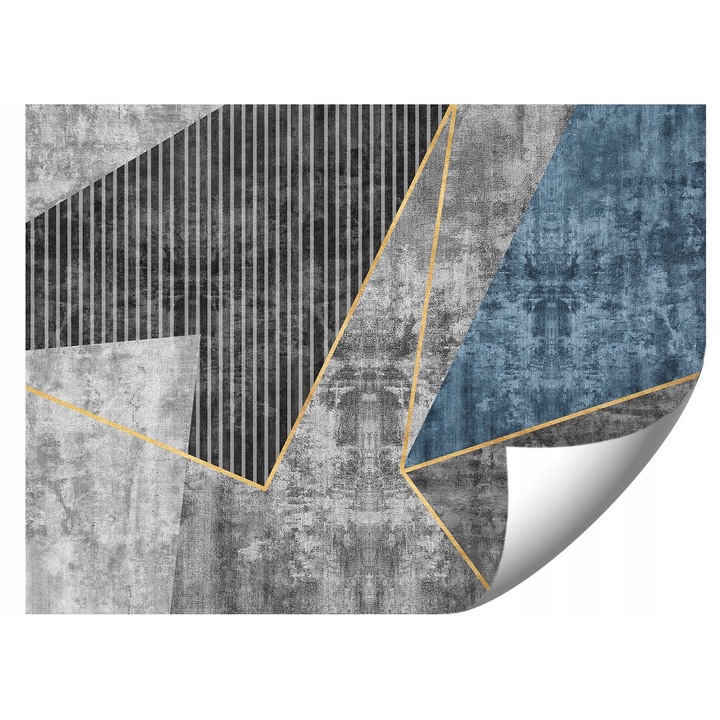 Fototapet geometric abstract pentru dormitor, 294x260cm, culori vii, montaj simplu