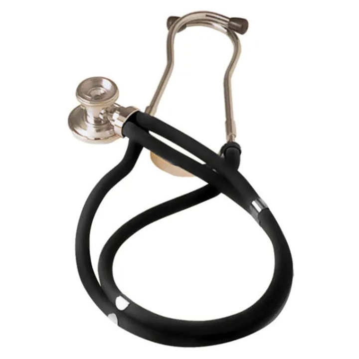 Stetoscop negru Jotarap din aliaj de zinc cu pavilion dublu si tub dublu de 56 cm, Golden Protect