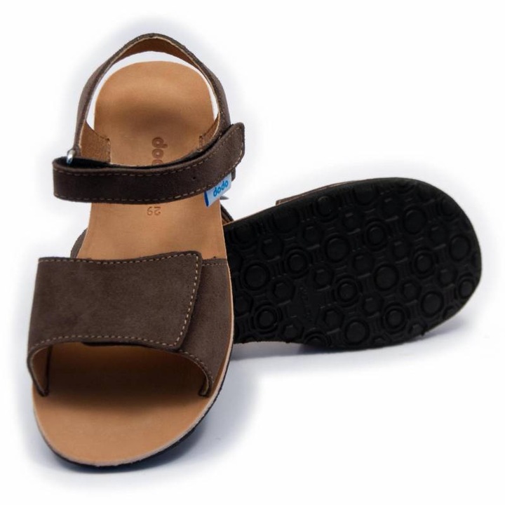 Детски боси сандали Dodo Shoes Sunset, цвят Fairy от естествена кожа с гъвкава подметка за първи стъпки, Кафяв
