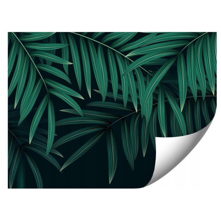 Fototapeta cu frunze tropicale, 294x260cm, montaj usor, culori vii, set complet cu adeziv si instructiuni