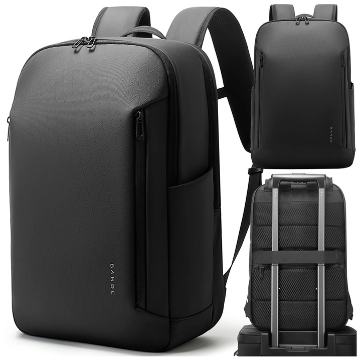 Rucsac laptop Bange 26L, impermeabil, pentru laptopuri pana la 15,6", cu sistem BioAir, negru
