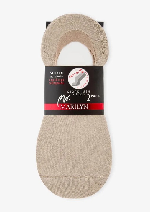 Set 2 perechi sosete bumbac cu silicon la calcai Marilyn, Bej, 42-45