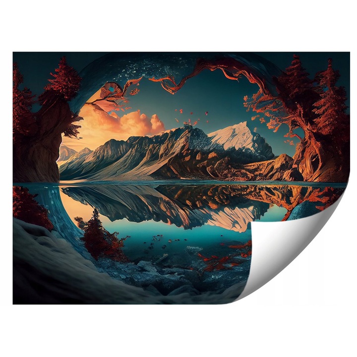 Fototapeta zimbra de munte, 368x254cm, culori vii, rezistenta la UV, set cu adeziv si instructiuni