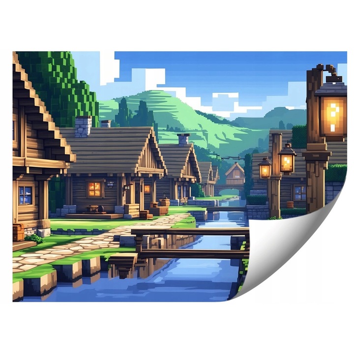 Minecraft gyerek fotótapéta 368x254cm, élénk színek, egyszerű szerelés