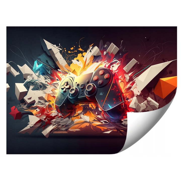 Fotótapéta gamer 368x254cm, élénk színek, egyszerű szerelés, készlet útmutatóval és ingyenes ragasztóval