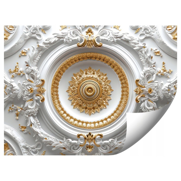 Fototapeta pe tavan, model alb-auriu, 400x280cm, set cu instructiuni si adeziv gratuit