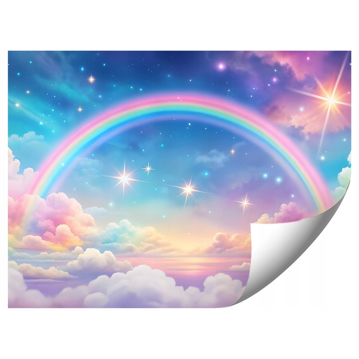 Gyerektapéta, Szivárványfelhők, 368x254cm, élénk színek, flíz anyag