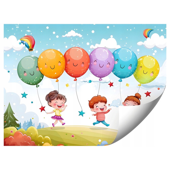 Gyerektapéta, 400x280cm, élénk színek, könnyű felszerelés, szettben útmutatóval és ingyenes ragasztóval