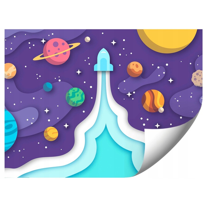 Gyermek fotótapéta, galaxis, 368x254cm, élénk színek, könnyű felszerelés