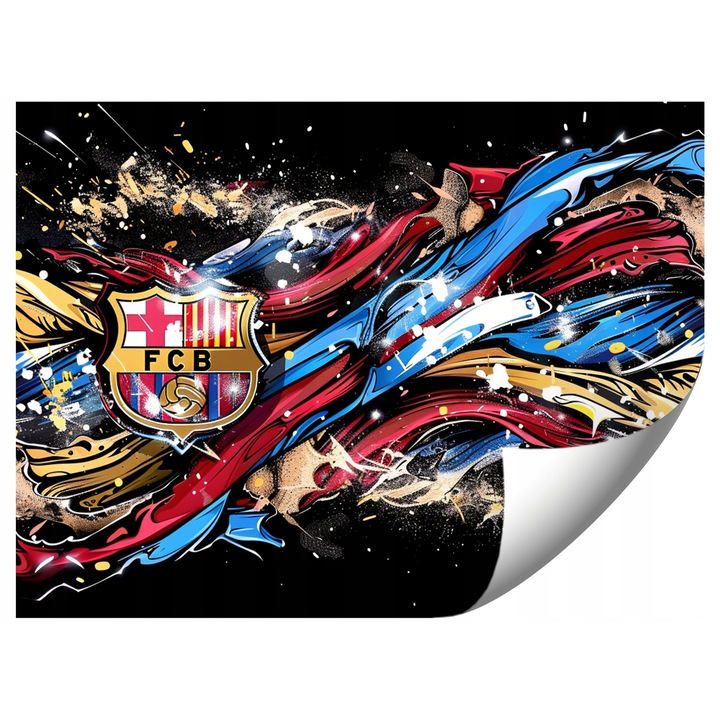Fotótapéta FC Barcelona, 294x260cm, élénk színek, egyszerű felszerelés, készlet útmutatóval és ragasztóval