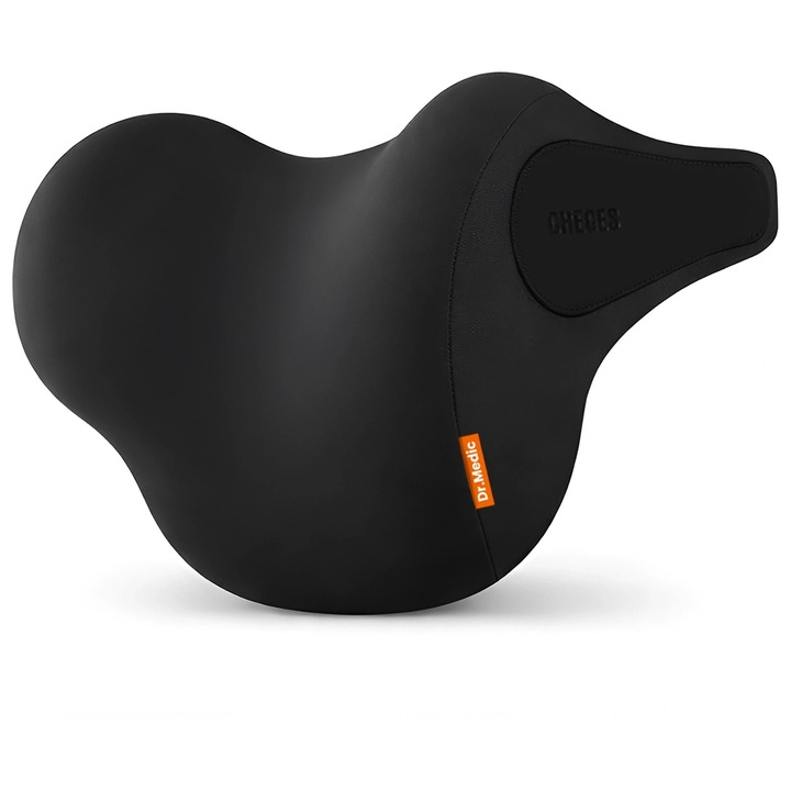 Perna auto cu masaj Dr.Medic RelaxDrive, suport ergonomic pentru gat, material respirabil, negru, 26x18x10-12cm