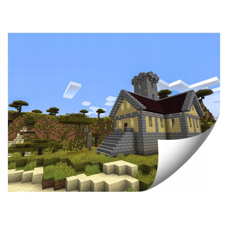 Minecraft gyerek fotótapéta, 368x254cm, élénk színek, egyszerű szerelés