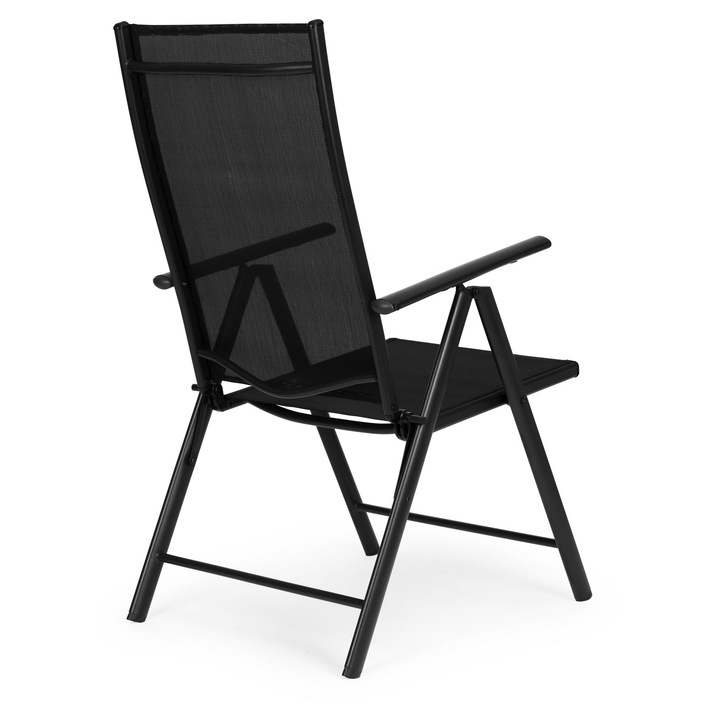 Scaun de gradina pliabil, MultiGarden, cu 7 pozitii de reglare, negru, 70x57x106cm