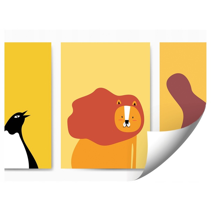 Fototapeta pentru copii, animale in stil desenat, 368x254cm, culori vii, montaj usor