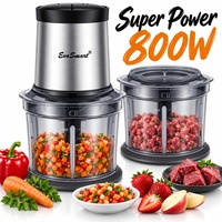 Tocator Electric Pentru Legume si Fructe EvoSmart™ OK7309, Putere 800W, Tip Chopper, 2 Boluri incluse, 2 Trepte Viteza, Cutit cu 4 Lame din Otel Inoxidabil, Pentru Fructe Legume Carne, Argintiu