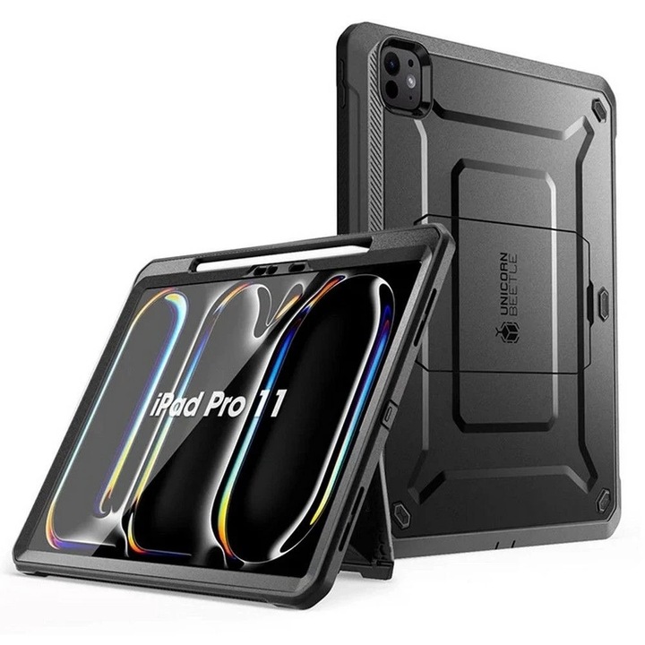 Etui set Supcase Unicorn Beetle Pro pentru Apple iPad Pro 11 5 / 2024, negru, protectie extrema, constructie usoara