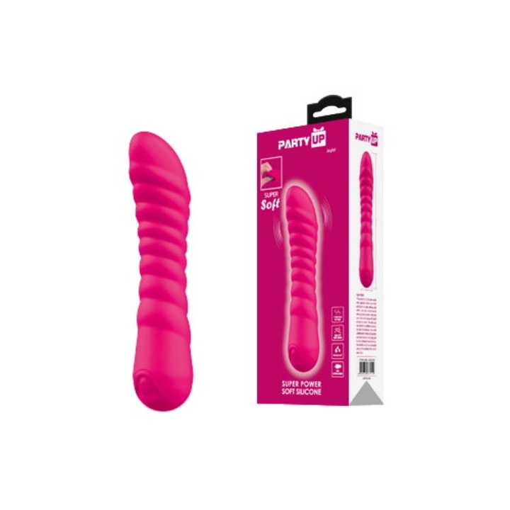 Вибратор Party Up, класически модел, 7 режима на вибрация, водоустойчив, 14,6 см, червен