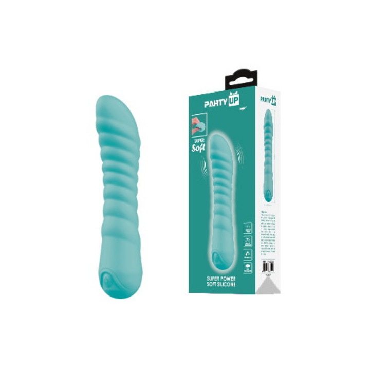 Vibrator Party Up, klasszikus, szuper puha, zöld, 14,6cm, 7 rezgésmód, vízálló