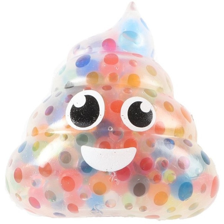 Antistress játék Squishy Bead Ball Poo hangulatjel formájában színes orbeez golyókkal