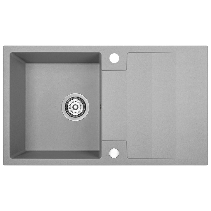 Chiuveta bucatarie granit RAB, 1-comora cu ocazie, 44x76cm, bej, set cu sifon SPACE SAVING