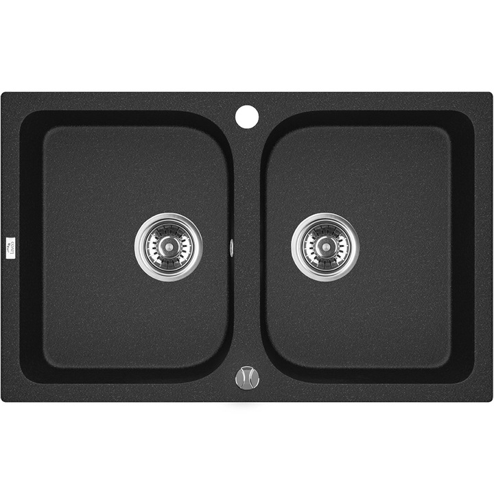 Chiuveta bucatarie Laveo Celia 2-comorii, granit, rezistent la temperaturi, culoare bej, 10 ani garantie