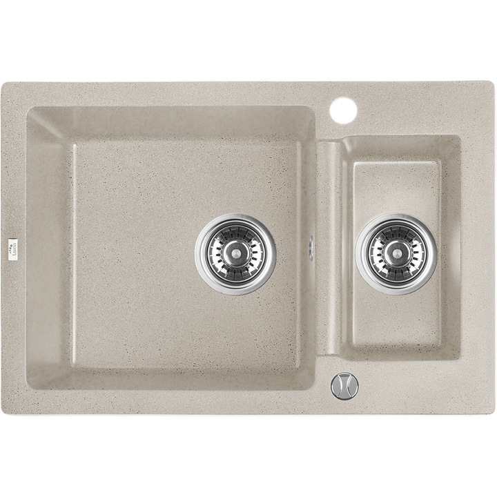Chiuveta bucatarie, Laveo, model Celia, 1,5 compartimente, granit, bej, 10 ani garantie