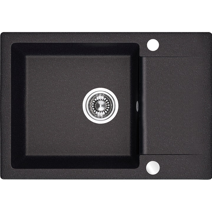 Chiuveta bucatarie granit 1-comora cu polociekacz, Kuchinox, 50cm, bej/gri/negru